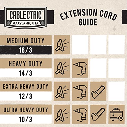 8 Foot Outdoor Extension Cord - 16/3 Sjtw Black 16 Gauge Electrical Cable With 3 Prong Grounded Plug | Cablectric Is An American Business #TOP5