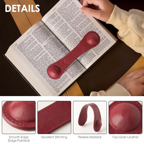 Image of KINIVA Leather Weighted Bookmarks Book Weight Page Holder for Reading,Book Open Holder for Kids Adult,Gifts for Reader (Red)