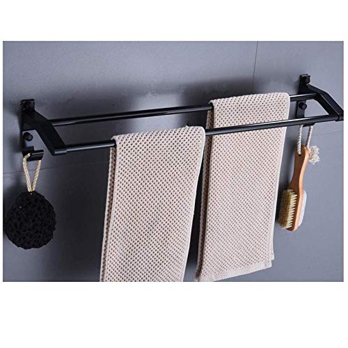 Porte-serviettes double en aluminium space black robuste longueur 80 cm - 2