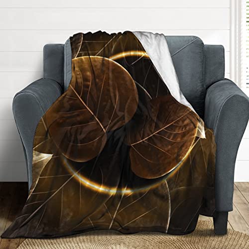 Couverture polaire plante d'or jeté de lit élégant pour chambre - 5