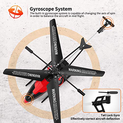 Helicopter with Remoter Control, JJRC 3.5CH Rc Helicopter Altitude Hold Helicopter with 2 Batteries for Kids,Gryo 2.4GHz and LED Light for RTF Crash Resistance Helicopter RC Drone Toy Gift (red) - Thumbnail 5