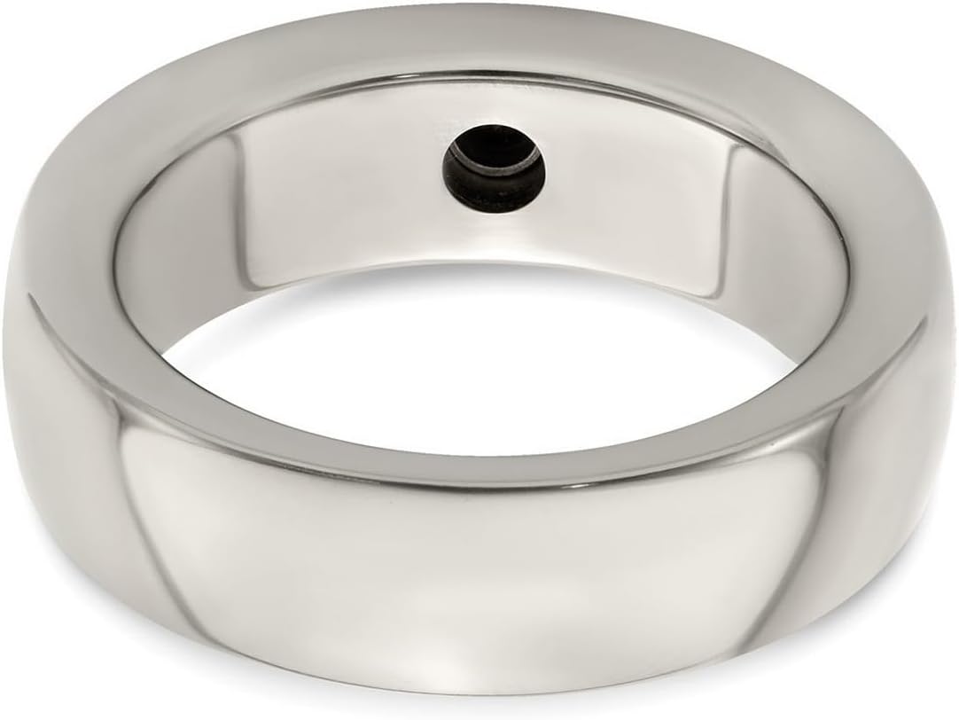 Titanium Cable and Black Spinel With 925 Sterling Silver Polished Bezel 7mm Band Ring for Women and Men - Image 6