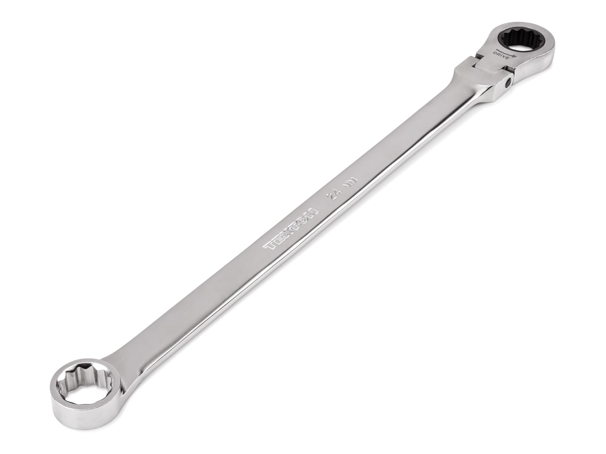 TEKTON 24 mm Long Fixed/Flex Head 12-Point Ratcheting Box End Wrench | WRB35424