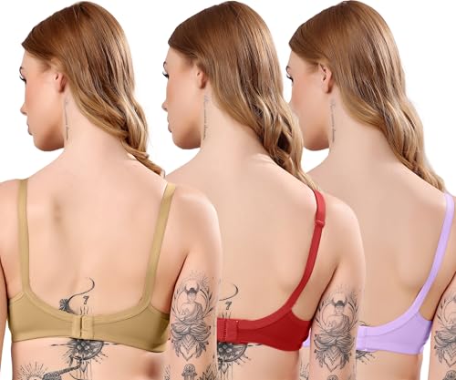 Image of London Hills Regular Bra for Women Everyday Non Padded Wire Free Full Coverage Cotton Blend