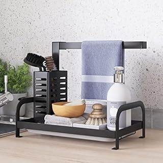 UMDONX Sponge Holder Sink Tidy Kitchen Caddy Kitchen Organiser Brush Holder Cleaning Organiser Cloth Holder Kitchen Utensils Holder Countertop