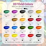 HOMY ARTY Peinture en verre 20 Couleurs (1 , avec 3 Pinceaux, Peintures en verre à base d'eau, Peinture en émanel acrylique pour verre, céramique, ampoules et fenêtres