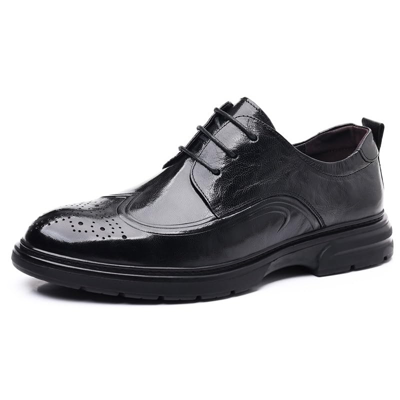 Men's Dress Shoes Comfort Brogue Oxfords Shoes Men Pointed Toe Classic Lace-up Formal Derby Shoes
