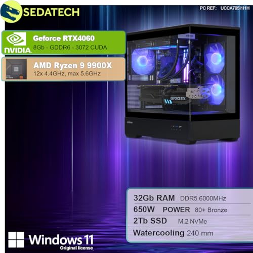 PC Gaming Advanced Watercooling Full Vision • AMD Ryzen 9 9900X • RTX4060 • 32Gb DDR5 • 2Tb SSD M.2 • Windows 11 - PC Desktop - Immagine 1