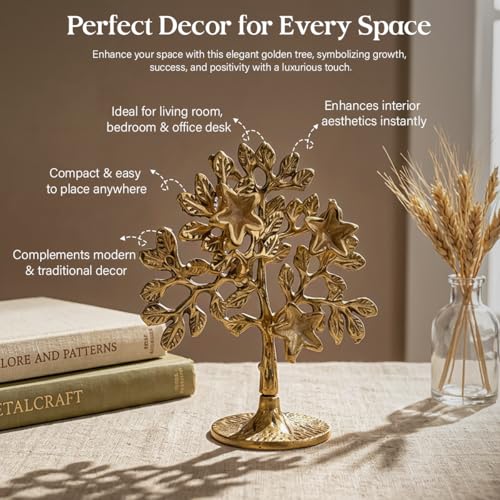 Image of ZAICUS Kalpavriksha Tree Showpiece for Home Decor | Golden Tree of Life Decorative Idol for Living Room, Office Table, Good Luck & Vastu Gift Item for Home, Housewarming
