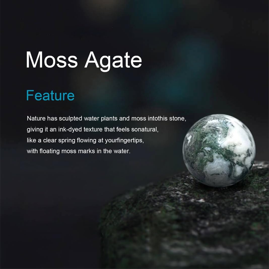 WES Pendant Necklace 925 Sterling Silver Moss Agate Pendant Necklace for Women,Green Hexagon Prong Gemstone Necklace for Women - Image 6