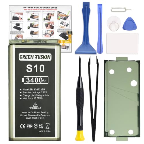 Image of GREEN FUSION Compatible with Galaxy S10 Battery Replacement, EB-BG973ABU New 0 Cycle Battery for Samsung Galaxy S10 SM-G973U /U1 SM-G973F SM-G973W with Instruction & Repair Toolkit