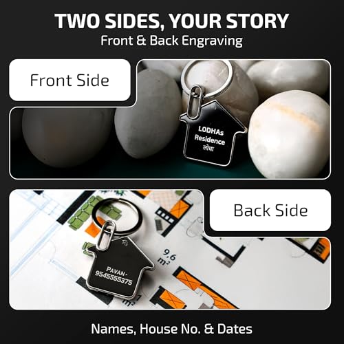 Image of Customized Key Chain for Home - Personalized House Keychain with Name | Unique Key Rings for Home Use | Customised Engraved Keychain Gift for Men & Women