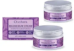 2 unidades de creme tópico de magnésio para dormir, manteiga corporal de magnésio natural para uma noite de sono tranquila/cãibras nas pernas/pés/braços/dores musculares, creme noturno relaxante, 100g