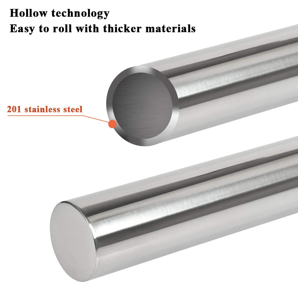 Mattarello In Acciaio Inox Antiaderente - Con Manico Legno Per Pizza, Pasta E Biscotti - Foto 4
