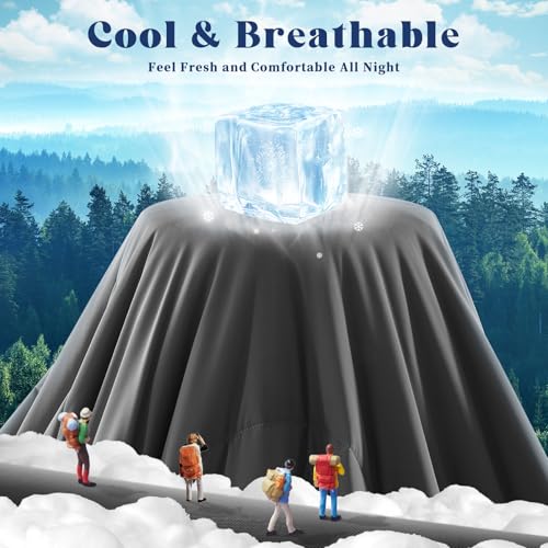 Image of Cooling Comforter King Size, Double-Sided Cooling Blanket for Hot Sleepers & Night Sweats, Arc-Chill Q-Max > 0.4 Breathable Ice Blanket, Lightweight Cold Comforter (108''x90'', Dark Grey)