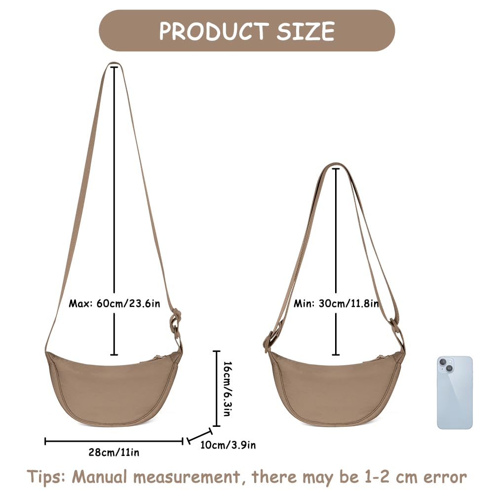 Aucuu Borsa a Tracolla in Nylon, Borsa a Tracolla a Mezzaluna da Donna, Borsa a Spalla con Tracolla Regolabile, Messenger Crossbody Bag per Shopping Viaggio