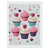 5D Diamond Painting Kits for Adult, Cupcake Candy Hearts Sweet Diamond Art Kits for Beginners Fun DIY Crafts Round Diamond Art Canvas Home Wall Decor 12