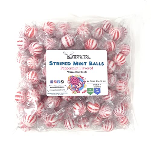 Yankee Traders Hard Candy Balls, Peppermint Striped