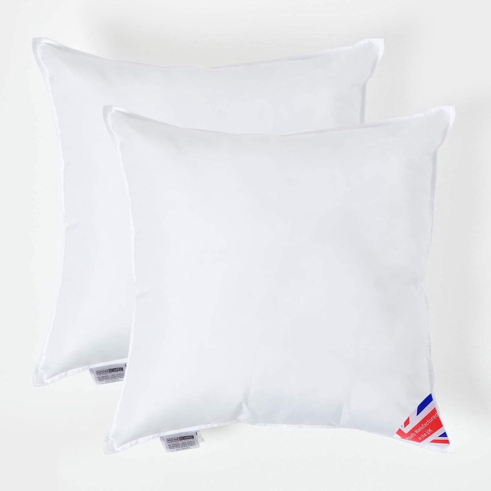 HOMESCAPES 2 Pack Luxury Super Microfibre Cushion Inserts 60cm x 60cm (24 x 24”) Perfect Bounce Back and Soft Cover Generously Filled Inner Pads Hypoallergenic Cushion Filler Handmade Machine Washable