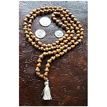 IS4A 8MM TULSI HOLY BASIL PRAYER BEADS JAPA MALA NECKLACE HAND KNOTTED. KARMA 108+1 BEADS. BLESSED & ENERGIZED HINDU TIBETAN BUDDHIST SUBHA ROSARY