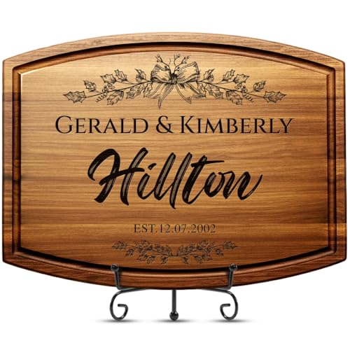 Personalized Christmas Gifts for Couples - Custom Engraved Cutting Board, Walnut Wood Charcuterie Board, Unique Holiday Gift for Family, Newlyweds, or Housewarming, Custom Kitchen Decor