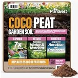 PlantBest Coco Garden Soil 11 lb. Compressed Coconut Coir Block – Expands to 19.8 Gallons, Peat-Free Growing Medium for Gardening and Hydroponics