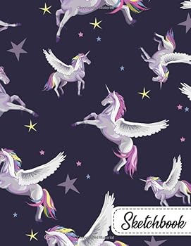 Paperback Sketchbook: Pegasus & Unicorns Blank Sketchbook with Crisp White Pages for Drawing, Sketching, Doodling and More. Cute Extra Large XL Notebook with a Softback Cover. Book