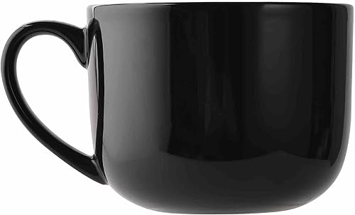 Taza de sopa de cerámica lagrge de 50 onzas con asas para café, té, helado, cereales (negro)