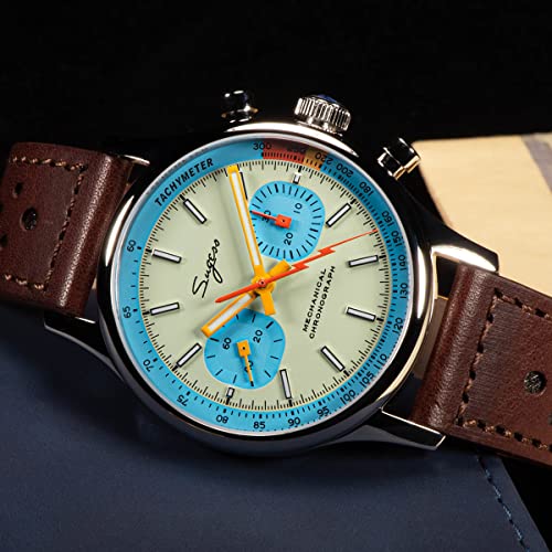 Sugess 1963 Pilota Cronografo Meccanico Uomini Orologi Gabbiano ST19 Swanneck Movimento A Carica Manuale Orologio Da Polso, Colore 1. - 5