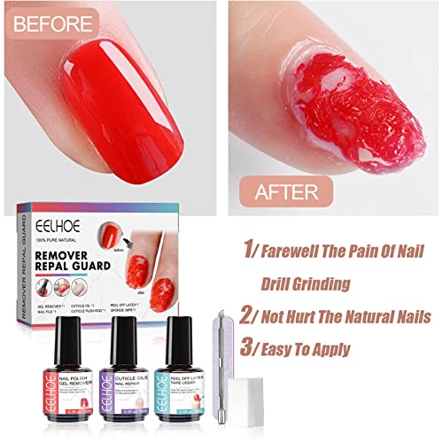 Removedor de esmaltes em gel,Conjunto de removedor de esmalte de gel com removedor de gel, protetor