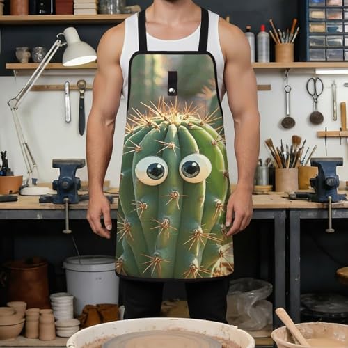 Delantal de trabajo Cute Cactus con hebilla y bolsas miniatura 4