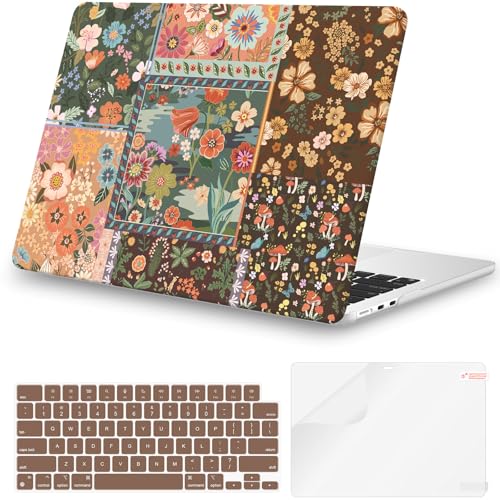 iCasso MacBook Air 13.6 inch Case M5 2026 A3449 Brown Flower