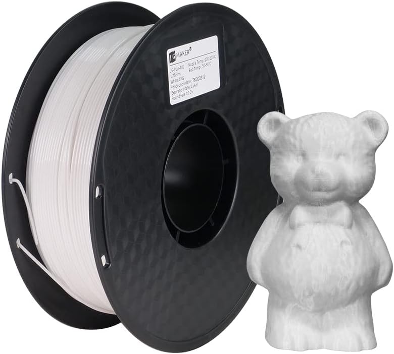 JG MAKER 3D Printer PLA 1.75mm,White 1 KG Spool, Dimensional Accuracy +/- 0.03 mm, 3D Printing Filament