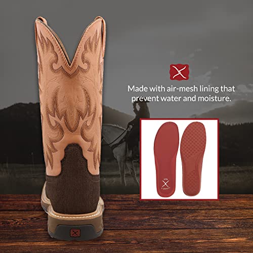 Twisted X Women’s 11” Pull On Work Boot - Mud Boots Designed With Full-Grain Leather Vamp And Shaft, Compression-Molded Molasses Eva Midsole, Air-Mesh Lining, Rubber Outsole, And Removable Footbed, Brown 8 B #TOP3