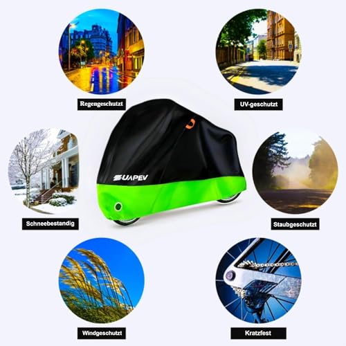 ZUAPEV Fahrradabdeckung Wasserdicht, Fahrradgarage Wetterfest Plane für Aussen, Fahrrad Abdeckplane Polyester 210D Fahrradplane Regenschutz, Fahrrad Garage Outdoor Abdeckung Schutzhülle 195x70x110 cm