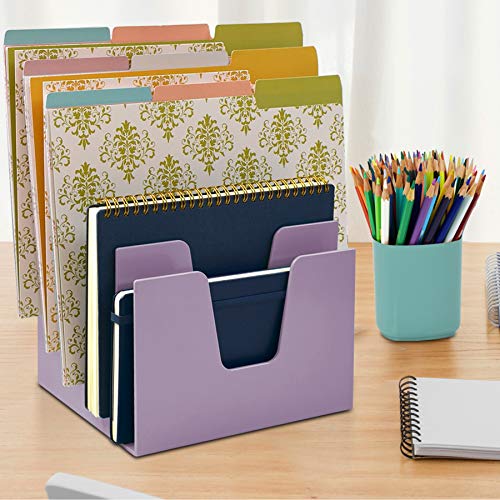 Trieur à 5 compartiments inclinés violet pour ne plus perdre vos lettres importantes sur le bureau