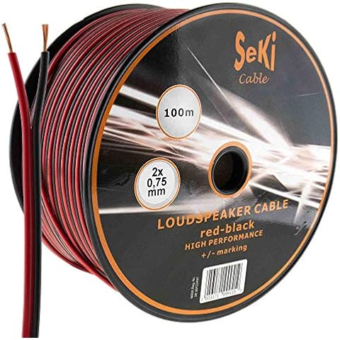 Seki Cable de Altavoz 2 x 0,75 mm2 - 100 m - Rojo y Negro Cover