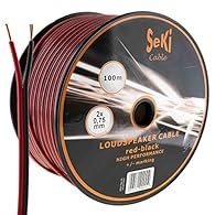 Speaker cable, audio cable, box cable with metre marking Cable cross section: 2x 0.75 mm², length: 100 m, colour of cores: red / black Inner conductor material: copper clad aluminium (CCA), inner conductor construction: 2 x 15 x 0.25 mm Width: 5 mm, ...
