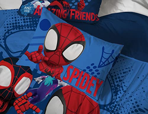 Image of Marvel Spidey and Friends Full Size Comforter Set 7 Piece Bedding, Blue
