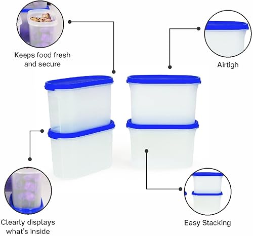 Miniatura 3 de Tupperware Modular Mates - Juego de 2 contenedores ovalados, 1,1 litros, 4 piezas