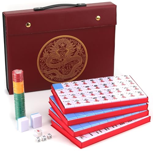 Mose Cafolo Chinese Mahjong Game Set 1.5 X-Large 144 Numbered White Blue Melamine Tiles with Carrying Travel CaseComplete Majong Majiang Mah Jonng Game Set product thumbnail 10