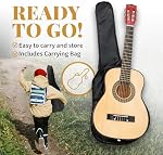 StarQuest SQ-CG30-NAT 30"Classical Acoustic Guitar for Beginners – Nylon String 1/2 Size with Natural Finish, Lightweight Travel – Starter Guitar for Practice & Lessons