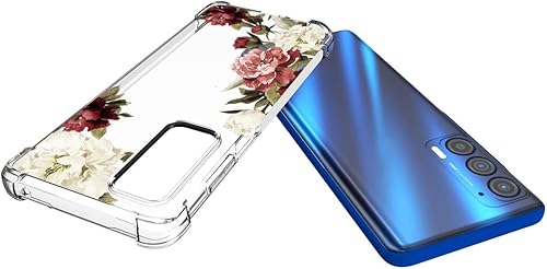Miniatura 5 de Funda para Moto Edge 2021/Moto Edge 5G UW/Moto XT2141DL Funda transparente para niñas y mujeres, TPU suave a prueba de golpes, funda protectora flor