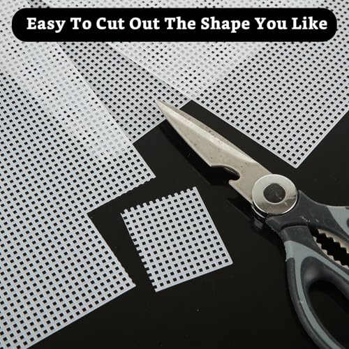 ABuff 24PCS 7 Count Plastic Mesh Canvas Sheets, 7 CT Perforated Plastic Stitching Canvas Cross Stitch Plastic Mesh Canvas for Embroidery, Crafts DIY Crochet Projects, 13.2 X 10.2 Inch, White