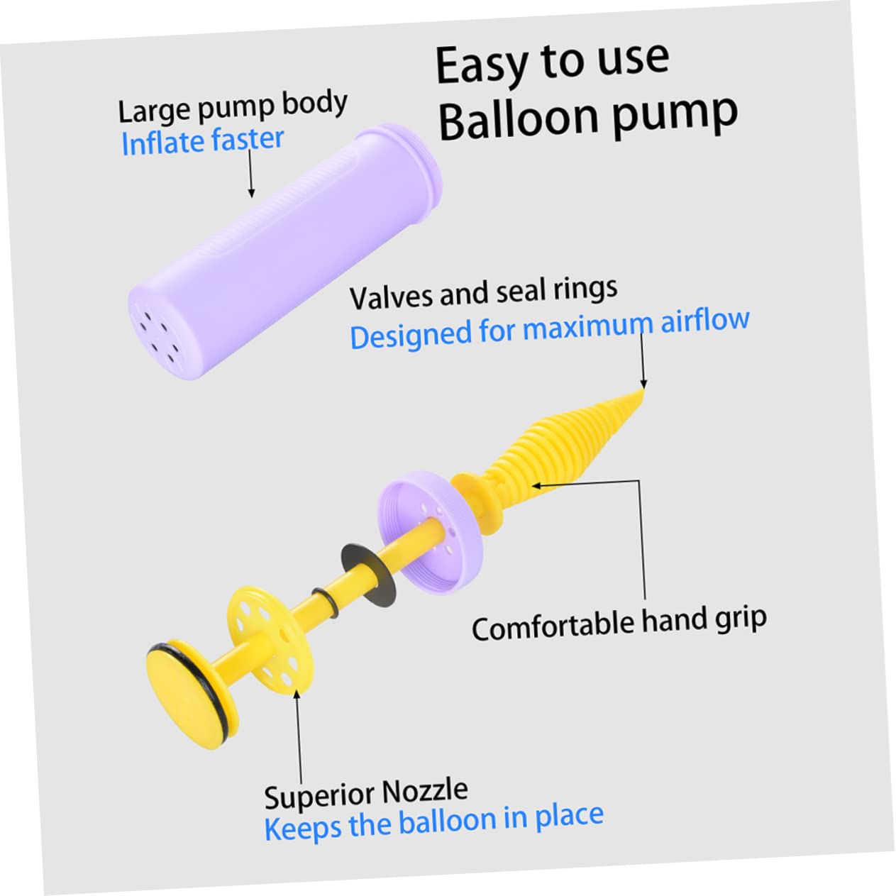 Pompa Manuale per Palloncini Portatile in Plastica, 5 Pezzi