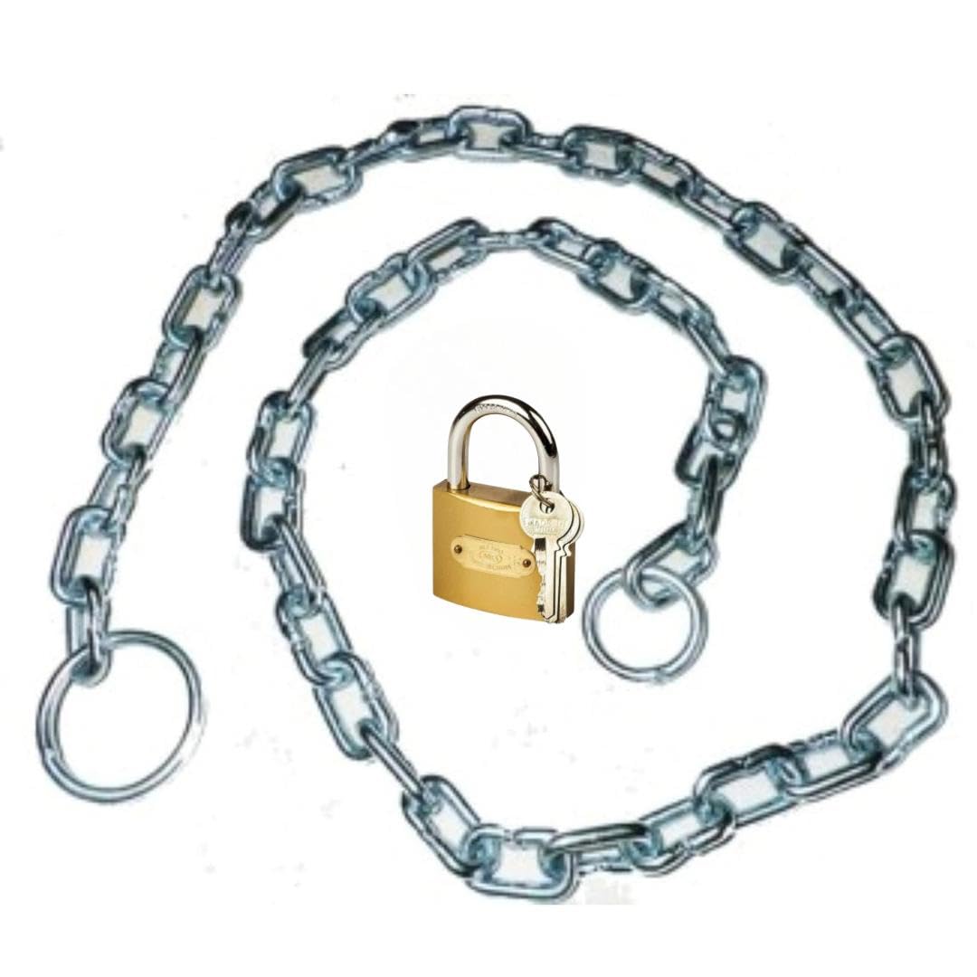 Stainless Steel Chain Lock with Padlock, 1.2 m Length-image-39