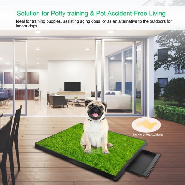 Dog Toilet Indoor Puppy Training Pad, Dog Potty Pet Training Grass Mat, Removable Waste Tray for Easier Clean Up