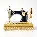 Vintage Style Hand Painted Sewing Machine Rhinestone Jewerly Trinket Box -Black