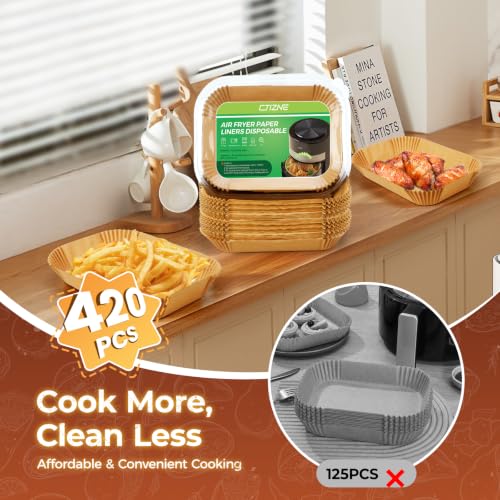 Image of Ctizne 420PCS Air Fryer Liners Disposable 8.0 inch x 5.5 inch for Ninja Dual Zone