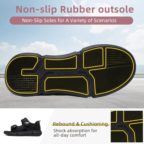 Diabetic Sandals for Women Wide Toe Swollen Feet Adjustable for Foot Pain Relief Open Toe Casual Athletic Sandals for Outdoor Beach Travel Summer Black 104